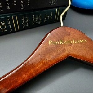 NEW! Polo by Ralph Lauren Brown Wooden Clothes Hanger